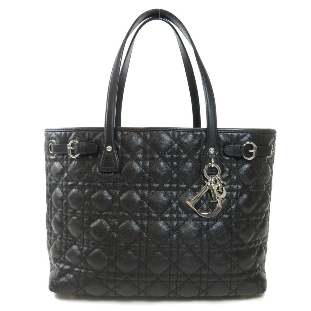 Christian Dior Logo Charm Tote Bag Coated Canvas Leather